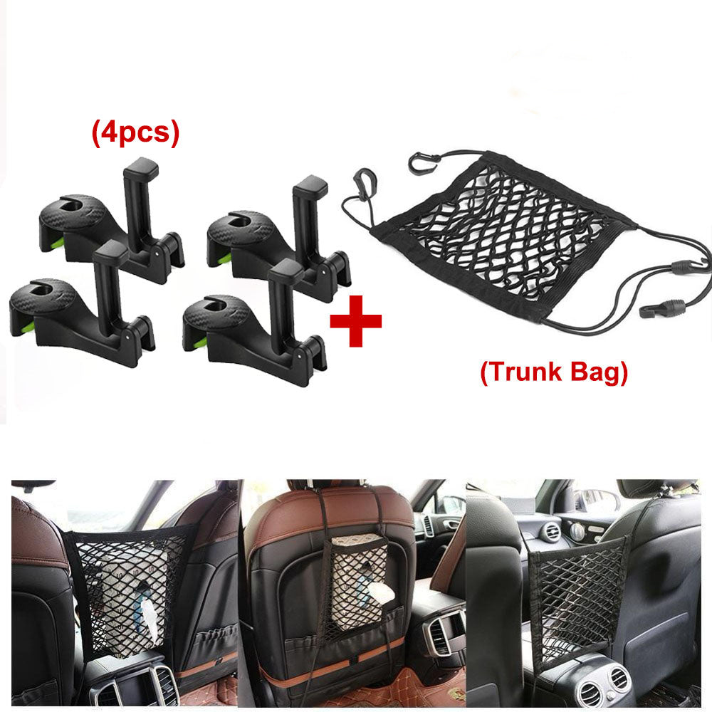 Flag Village Auto Tools Car Headrest Hook with Phone Holder Seat Back Hanger for Bag Handbag Purse Grocery Cloth