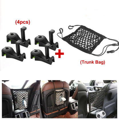 Flag Village Auto Tools Car Headrest Hook with Phone Holder Seat Back Hanger for Bag Handbag Purse Grocery Cloth