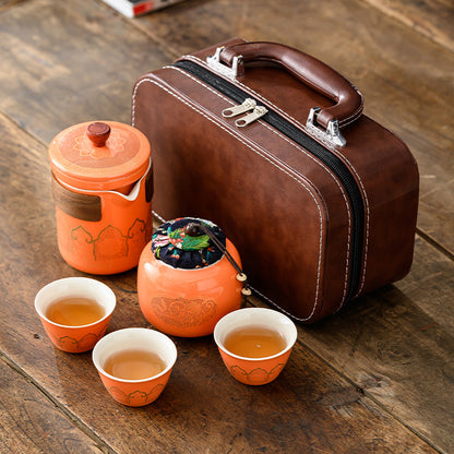 Flag Village Tea Set Suit Ceramic One Pot Four Cups Gift Box