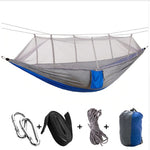Flag Village Outdoor Parachute Cloth Hammock Couble with Mosquito Net Light Portable Army Green Insect-proof Camping Aerial Tent