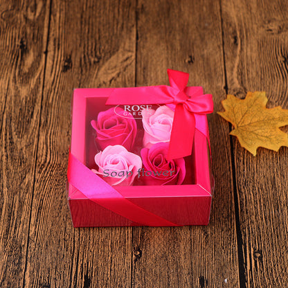 Flag Village Soap Flower Gift Box Valentine's Day Gift Mother's Day Creative Gifts Bear Flower Rose Heart Shaped Tin Box