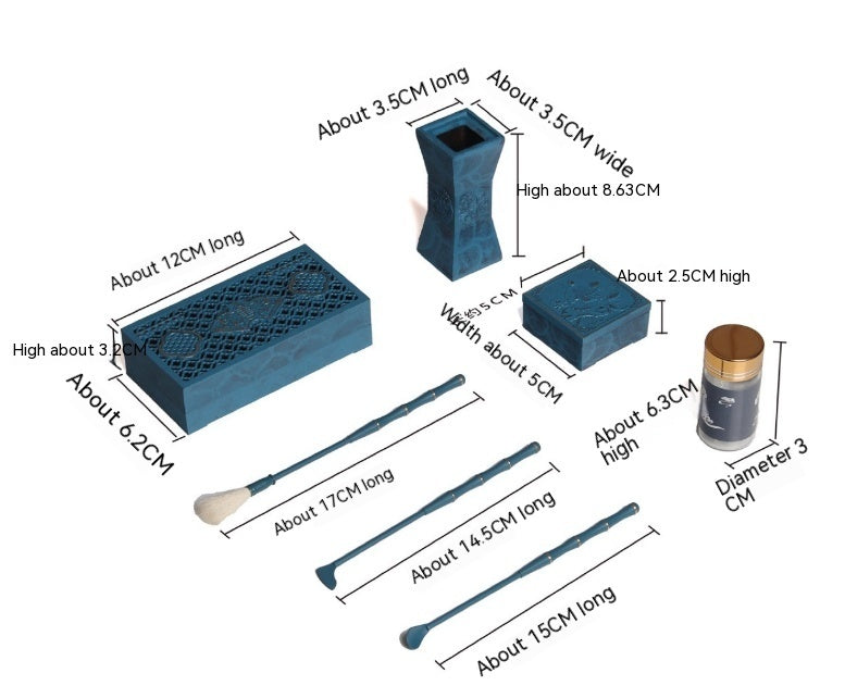 Flag Village Burnt Blue Citron Set Gift Box Incense Tools