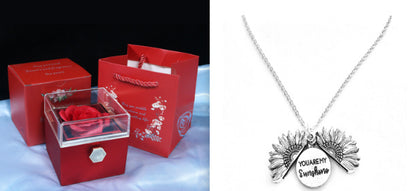 Flag Village Rotating Soap Flower Rose Gift Box Creative Rotating Rose Jewelry Packaging Box Valentine's Day Gift For Women