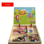 Flag Village Montessori Magnetic Fun Puzzle Children's Wooden Puzzle Box Game Cartoon Educational Painting Toys For Children Gift Antistress