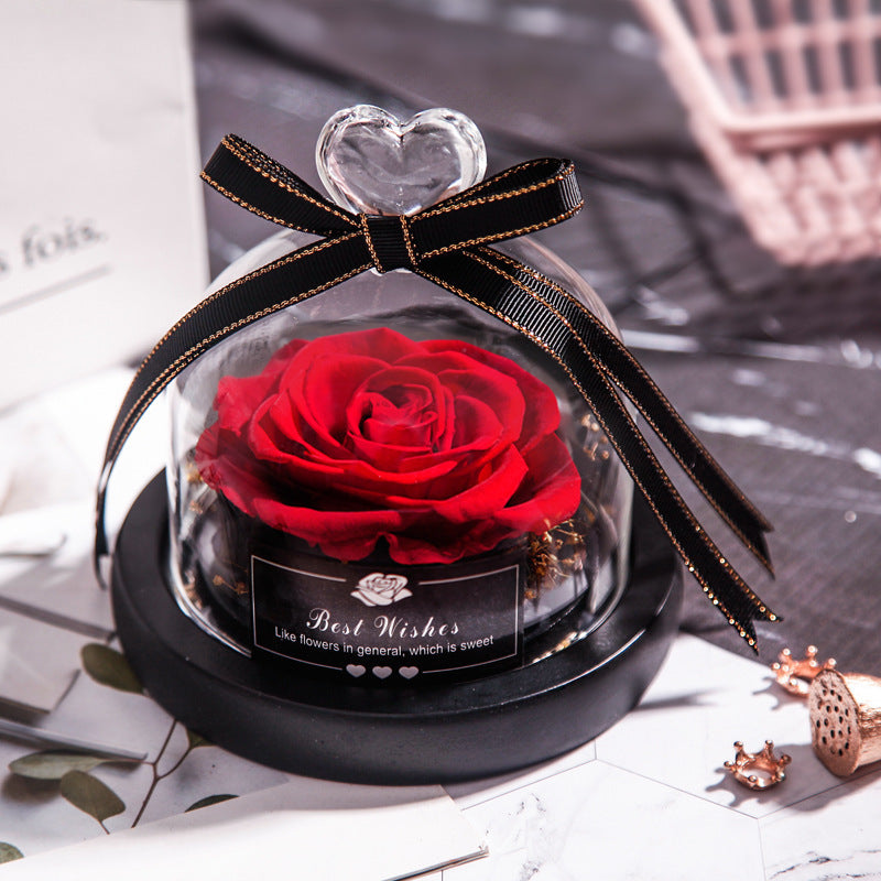 Flag Village Valentine's Day Christmas Dried Flowers For Home Decor Wedding Gifts Dried Flowers Eternal Real Rose Home Decor With LED In Glass