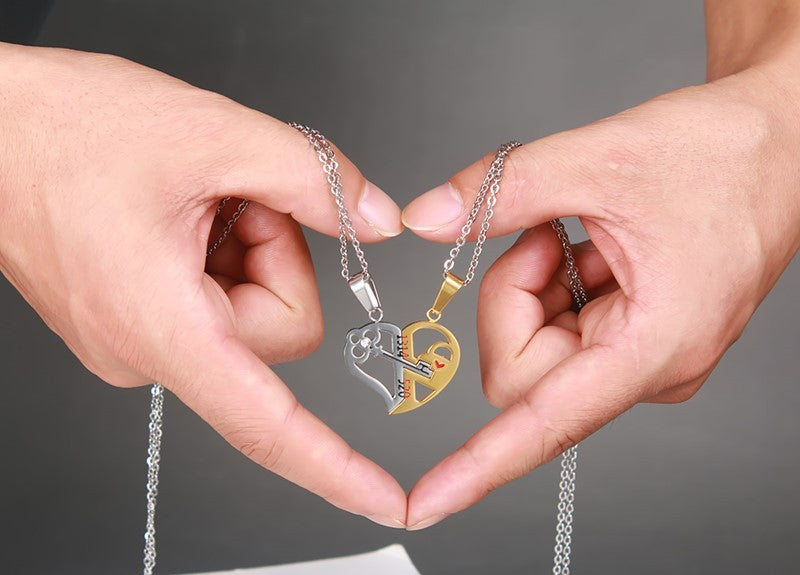 Flag Village Pendant Love Necklace Set Lover Valentine Gifts Stainless Steel Chain Necklace
