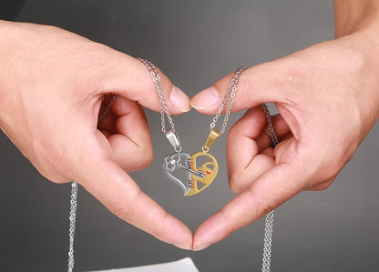 Flag Village Pendant Love Necklace Set Lover Valentine Gifts Stainless Steel Chain Necklace