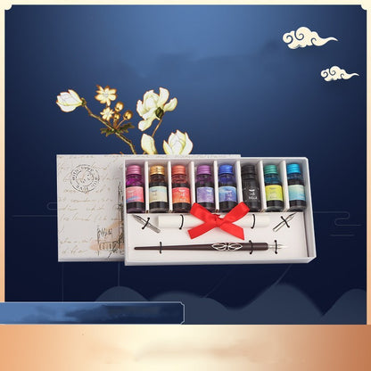 Flag Village Pen and Ink Gift Box Wooden Dip Pen Set