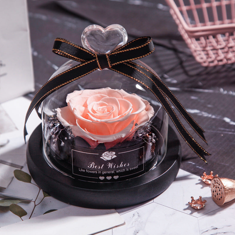 Flag Village Valentine's Day Christmas Dried Flowers For Home Decor Wedding Gifts Dried Flowers Eternal Real Rose Home Decor With LED In Glass