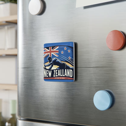Flag Village New Zealand Flag Sporting Porcelain Magnet, Square NZL0005