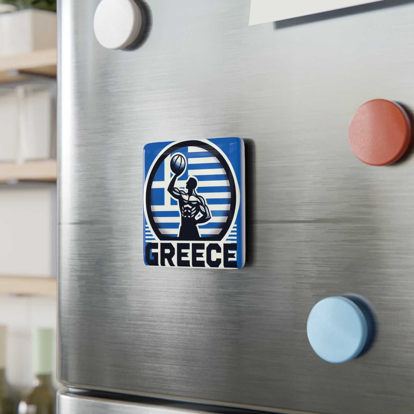 Flag Village Greece Flag Sporting Porcelain Magnet, Square GRC0005