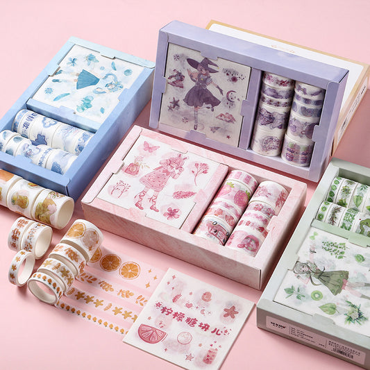 Flag Village Japanese Paper Gift Box Set Student Sticker Tape Combination Cute Girl Heart Exquisite Stationery Set
