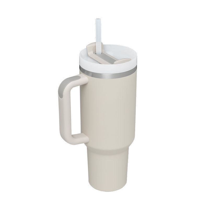 Flag Village 40 Oz Tumbler With Handle Straw Insulated, Stainless Steel Spill Proof Vacuum Coffee Cup Tumbler With Lid Tapered Mug Gifts For Valentine Lover Suitable For Car Gym Office Travel