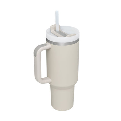 Flag Village 40 Oz Tumbler With Handle Straw Insulated, Stainless Steel Spill Proof Vacuum Coffee Cup Tumbler With Lid Tapered Mug Gifts For Valentine Lover Suitable For Car Gym Office Travel