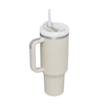 Flag Village 40 Oz Tumbler With Handle Straw Insulated, Stainless Steel Spill Proof Vacuum Coffee Cup Tumbler With Lid Tapered Mug Gifts For Valentine Lover Suitable For Car Gym Office Travel