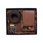 Flag Village Practical Men's Tiandigai Gift Set Belt Wallet Keychain Pen 4-Piece Gift Box