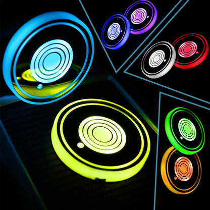 Flag Village Auto Tools USB Charging Car Led Cup Holder Water Bottom Mat