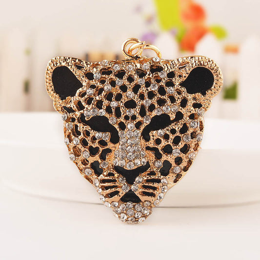 Flag Village Little Creative Gifts Leopard Head Keychain Alloy
