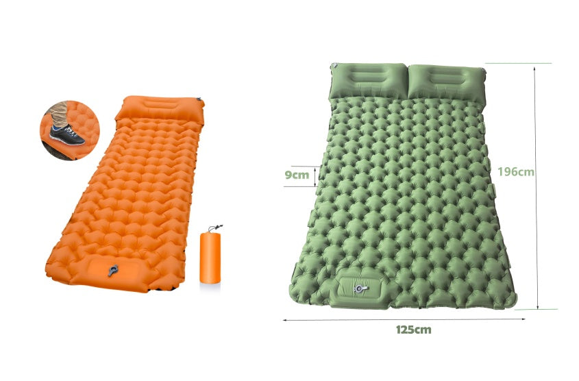 Flag Village Outdoor Camping Travel Portable Inflatable Cushion Built-in Foot Inflatable