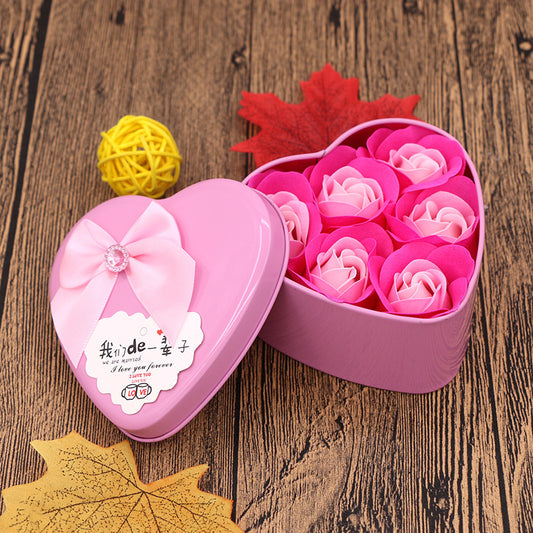 Flag Village Soap Flower Gift Box Valentine's Day Gift Mother's Day Creative Gifts Bear Flower Rose Heart Shaped Tin Box