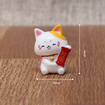 Flag Village Micro Landscape Ornaments Cute Lucky Cat Resin Crafts Car Center Console Decoration Home Decoration Gifts