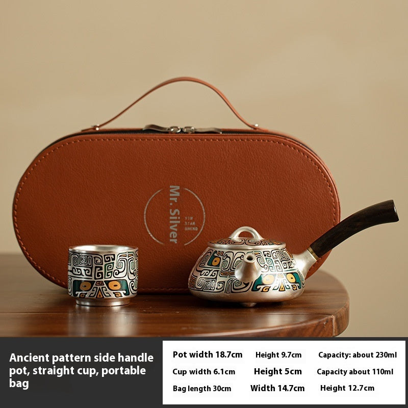 Flag Village Silver Gilded Tea Set Package Gift Box