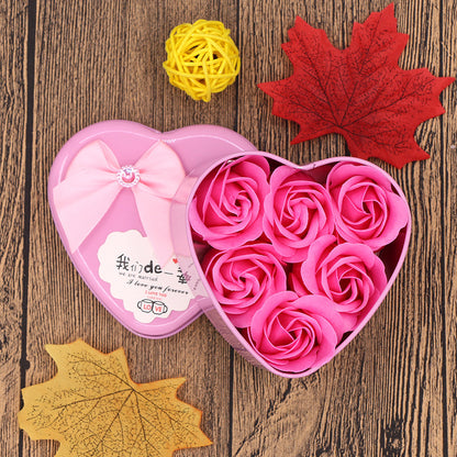 Flag Village Soap Flower Gift Box Valentine's Day Gift Mother's Day Creative Gifts Bear Flower Rose Heart Shaped Tin Box