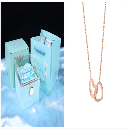 Flag Village Rotating Soap Flower Rose Gift Box Creative Rotating Rose Jewelry Packaging Box Valentine's Day Gift For Women