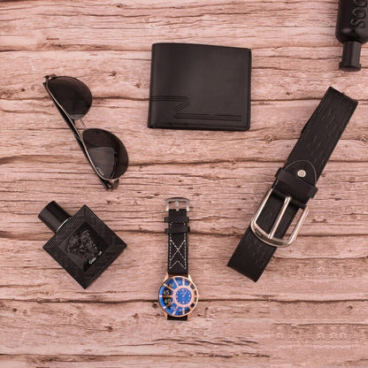 Flag Village Men's Watch Sunglasses Wallet Perfume Belt Set Gift Box