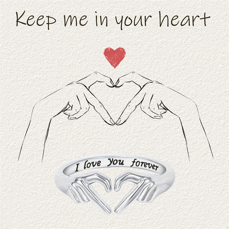 Flag Village Romantic Heart Hand Hug Fashion Ring For Women Couple Jewelry Silver Color Punk Gesture Wedding Men Finger Accessories Gifts