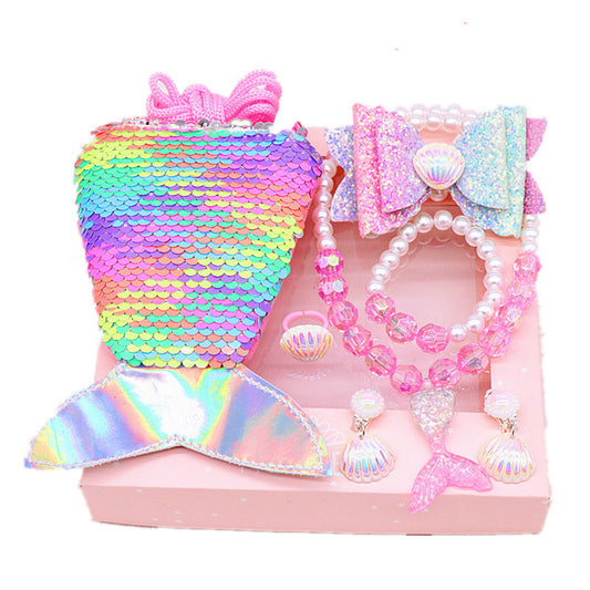 Flag Village Children's Ornament Set Cartoon Fishtail Bag Gift Box