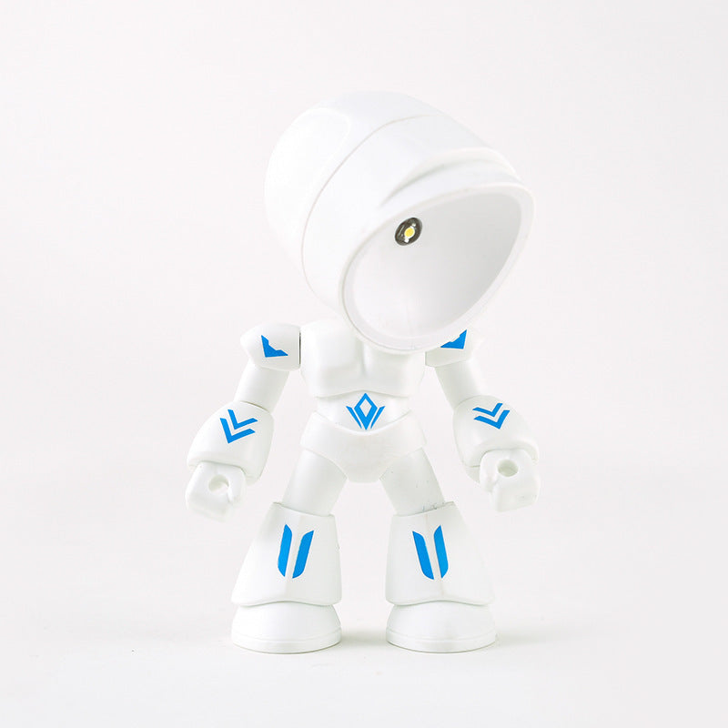 Flag Village Cute LED Hero Table Lamp Mini Portable Cool Mecha Cute Robot Night Light Bedroom Home Decoration Kids Boys Gifts