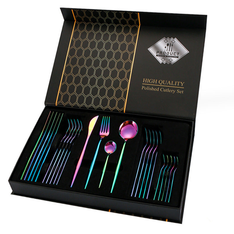 Flag Village Gift Box Stainless Steel Tableware 24-piece Set