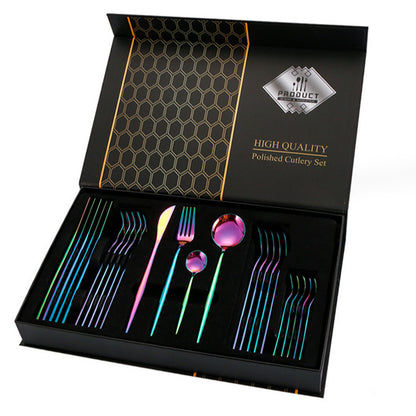Flag Village Gift Box Stainless Steel Tableware 24-piece Set