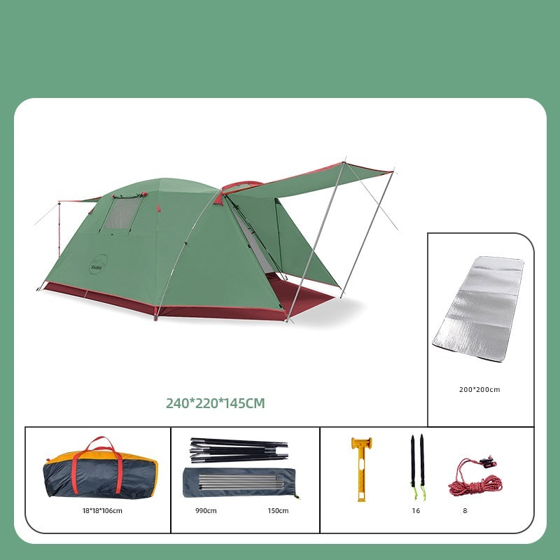 Flag Village Four Person Outdoor Camping Space Folding And Thickening Tent Rain And Sun Proof Outdoor