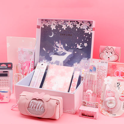 Flag Village Sakura Girl Starry Stationery Set Gift Box For Primary And Middle School Students