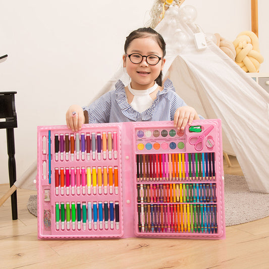 Flag Village Special Offer 86-piece Children's Painting Kit Student Drawing School Supplies Stationery Set Gift Box