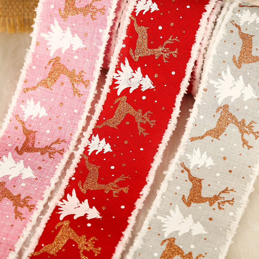Flag Village Linen Elk Christmas Tree Ribbon Gift Gift Box Wrapping Ribbon