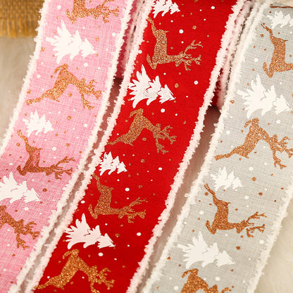 Flag Village Linen Elk Christmas Tree Ribbon Gift Gift Box Wrapping Ribbon