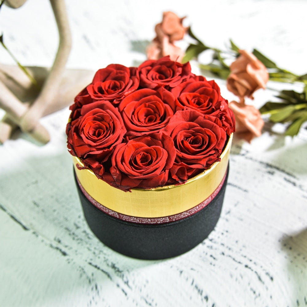 Flag Village Preserved Flower Rose Hug Bucket Christmas Gift Box