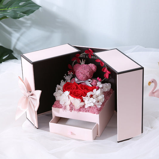Flag Village Valentine's Day Gift Birthday Rose Drawer Jewelry Eternal Flower Gift Box