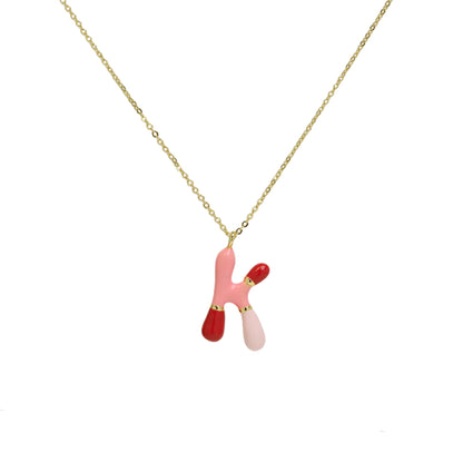 Flag Village Brass Epoxy Capsule 26 Letter Necklace For Women Initial Alphabet Pendant Necklace Fashion Link Chain Jewelry Gifts