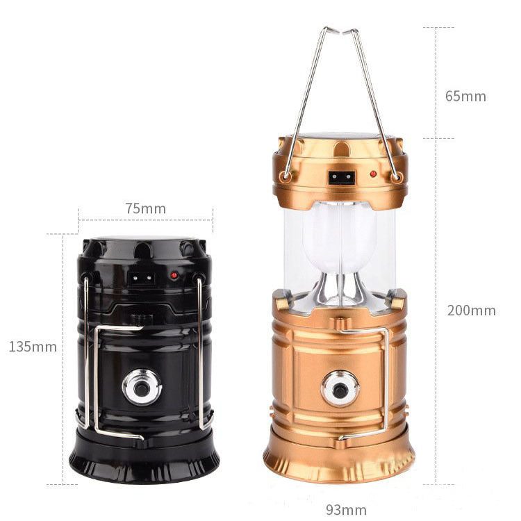 Flag Village new solar charging type multifunctional telescopic camping lantern lantern outdoor camping tent lamp