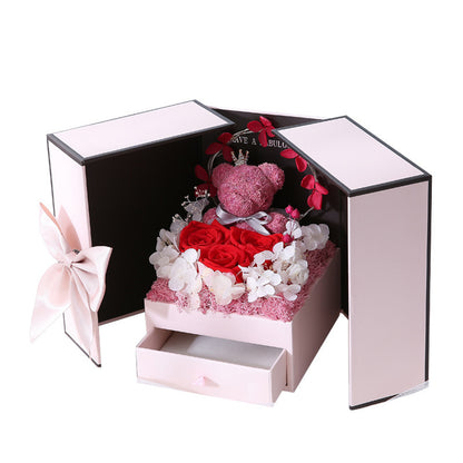 Flag Village Valentine's Day Gift Birthday Rose Drawer Jewelry Eternal Flower Gift Box