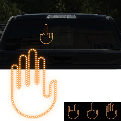 Flag Village Auto Tools Funny New LED Illuminated Gesture Light Car Finger Light With Remote Road Rage Signs Middle Finger Gesture Light Hand Lamp