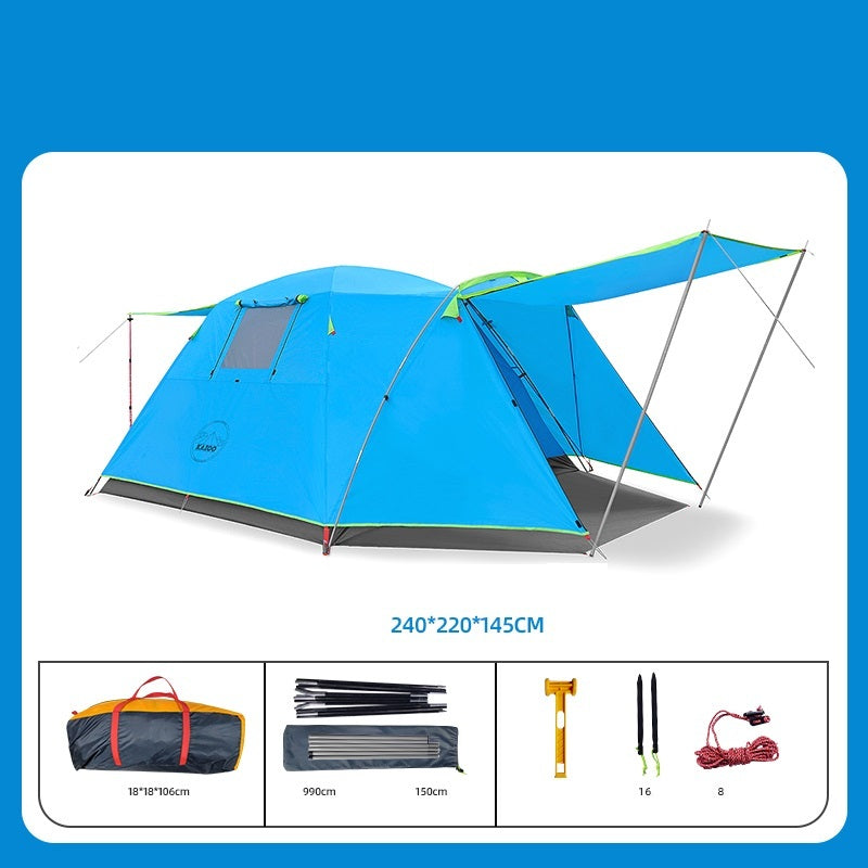 Flag Village Four Person Outdoor Camping Space Folding And Thickening Tent Rain And Sun Proof Outdoor