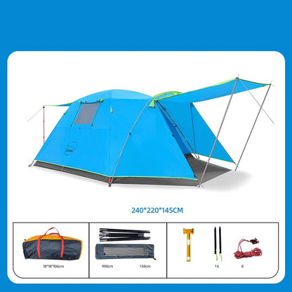 Flag Village Four Person Outdoor Camping Space Folding And Thickening Tent Rain And Sun Proof Outdoor