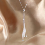 Flag Village Sterling Silver Geometric Triangle Necklace for Women Adjustable Clavicle Chain Necklace Jewelry Gifts