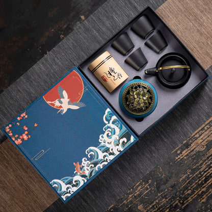 Flag Village Ceramic Kung Fu Tea Set Gift Box Set Business Small Gift