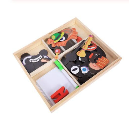 Flag Village Montessori Magnetic Fun Puzzle Children's Wooden Puzzle Box Game Cartoon Educational Painting Toys For Children Gift Antistress